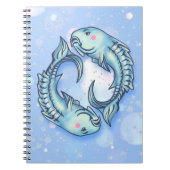 Whimsical Pisces Fish Dreamy Girly Sea Green Blue ノートブック (正面)