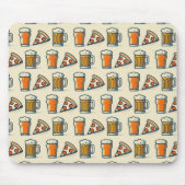 Whimsical Pizza and Beer Pattern マウスパッド (正面)