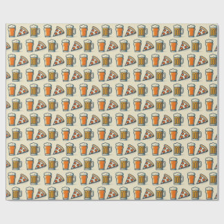 Whimsical Pizza and Beer Pattern ラッピングペーパー