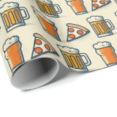 Whimsical Pizza and Beer Pattern ラッピングペーパー (ロールコーナー)