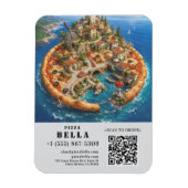 Whimsical Pizza Art Restaurant Flyer with QR Code マグネット (縦)