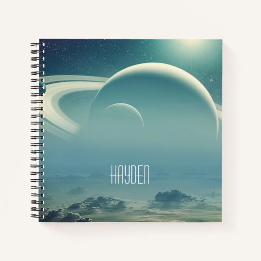 Whimsical Planets Space Dreamscape Personalised ノートブック (正面)