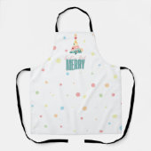 Whimsical Polka Dot Modern Christmas Tree エプロン (正面)