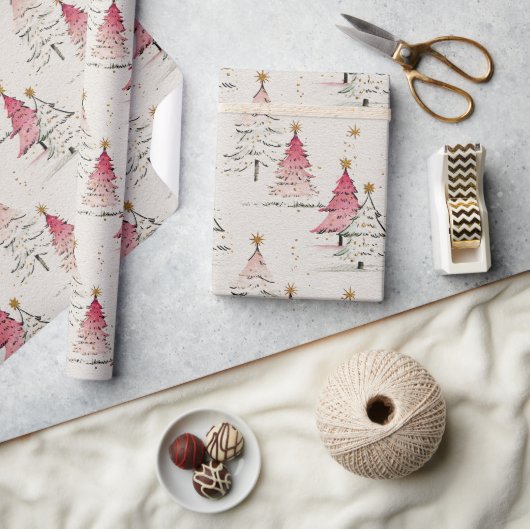 Whimsical Polka Dot Tree Christmas Decor ラッピングペーパー (クラフト)