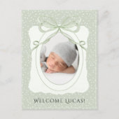 Whimsical Polkadot Baby Birth 案内ポストカード (正面)