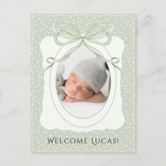 Whimsical Polkadot Baby Birth 案内ポストカード (正面)