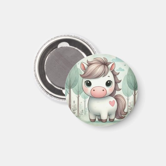 Whimsical Pony in a Pastel Forest Magnet マグネット (正面/裏面)