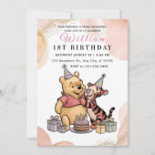 Whimsical Pooh & Friends 1st Birthday 招待状 (正面)