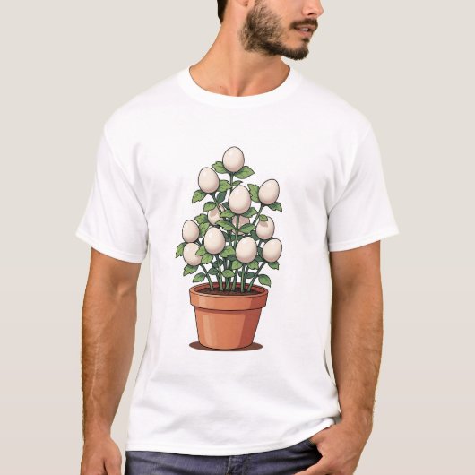 Whimsical Potted Egg-Plant Illustration Tシャツ (正面)