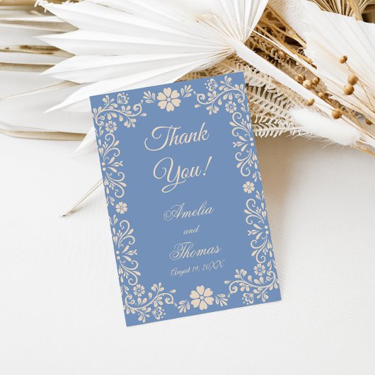 Whimsical Powder Blue Wedding Thank You サンキューカード