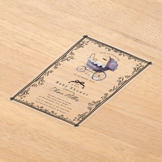 Whimsical Pram Baby Shower  Invitation アクリル招待状 (レイダウン)