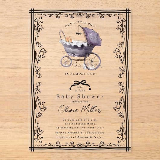 Whimsical Pram Baby Shower  Invitation アクリル招待状 (正面)