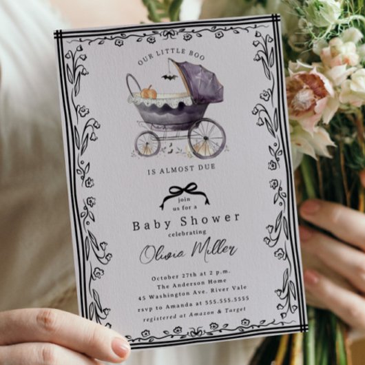 Whimsical Pram Baby Shower  Invitation 招待状