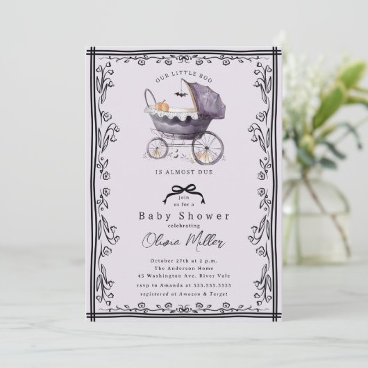 Whimsical Pram Baby Shower  Invitation 招待状 (スタンド正面)