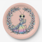 Whimsical Praying Mantis And Mountain Laurel Bloss ペーパープレート (正面)