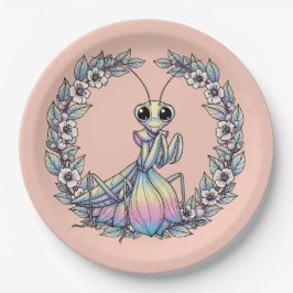 Whimsical Praying Mantis And Mountain Laurel Bloss ペーパープレート