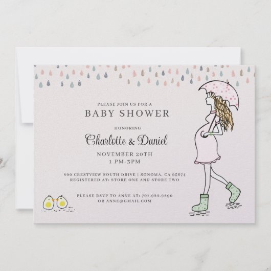 Whimsical Pregnant Mom Baby Shower 招待状 (正面)
