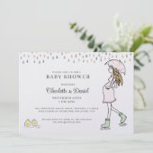 Whimsical Pregnant Mom Baby Shower 招待状 (スタンド正面)