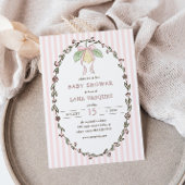 Whimsical Preppy Coquette Pastel Lemon Baby Shower 招待状