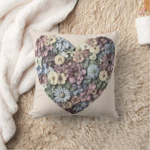 Whimsical Pressed Flower Heart Botanical Drawing  クッション (ブランケット)