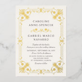  whimsical pretty vintage wedding foil invitation 箔招待状 (正面)