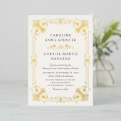  whimsical pretty vintage wedding foil invitation 箔招待状 (立ち正面)