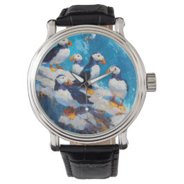 Whimsical Puffin Ocean Blue 腕時計