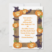 Whimsical Pumpkin and Black Cat Halloween Invite シーズンカード (正面)