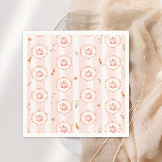 Whimsical Pumpkin Fall Floral Baby Shower スタンダードカクテルナプキン