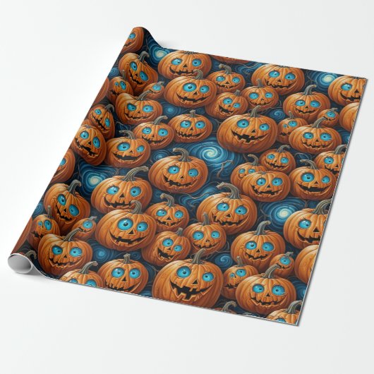 Whimsical Pumpkin Halloween Wrapping Paper ラッピングペーパー (アンロールド)
