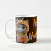 Whimsical Pumpkin Kitty Halloween Coffee Mug コーヒーマグカップ (左)