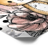 Whimsical Puppy Floral Watercolor Art (1) ポスター (角)