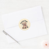 Whimsical Puppy Painter Yarn Enthusiast Sticker ラウンドシール (封筒)