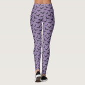 Whimsical Purple Bat Pattern Halloween Leggings レギンス (裏面)