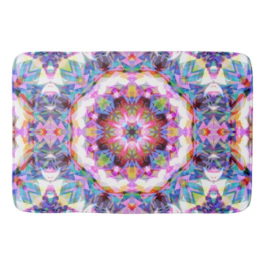 Whimsical Purple Blue Pink Colorful Pattern バスマット (正面)