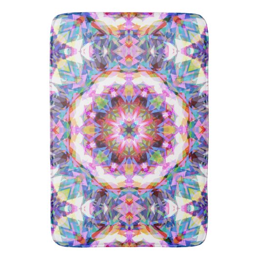 Whimsical Purple Blue Pink Colorful Pattern バスマット (正面縦)