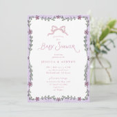 Whimsical Purple Floral Frame Baby Shower  招待状 (スタンド正面)