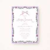 Whimsical Purple Floral Frame Baby Shower  招待状