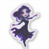 Whimsical Purple Glow Fairy Girl Die-Cut Sticker シール (正面)