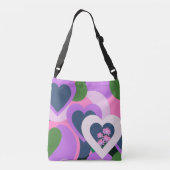 Whimsical Purple Heart Art Tote クロスボディバッグ (裏面)