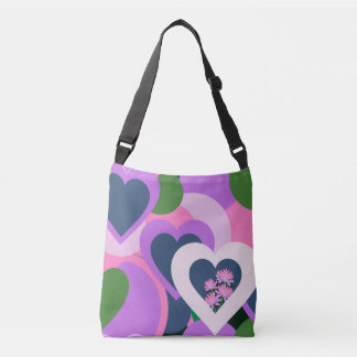 Whimsical Purple Heart Art Tote クロスボディバッグ