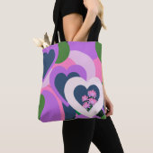 Whimsical Purple Heart Art Tote トートバッグ (クローズアップ)
