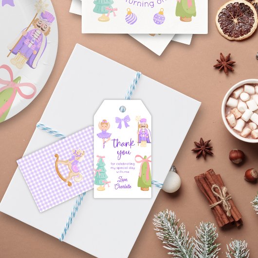 Whimsical Purple Nutcracker Birthday Gift Tag ギフトタグ