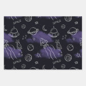 Whimsical Purple Outer Space Seamless Pattern ラッピングペーパーシート (正面2)