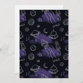 Whimsical Purple Outer Space Seamless Pattern 招待状 (正面/裏面)