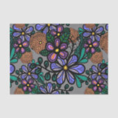 Whimsical Purple Peach Floral Doodle Art Pattern 薄葉紙 (正面)