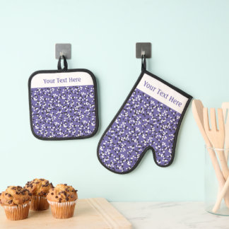 Whimsical Purple Polka Dot Doodles Pattern 鍋つかみ&鍋敷きセット