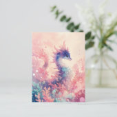 Whimsical Purple Seahorse in Pink Coral ポストカード (スタンド正面)