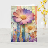Whimsical Quirky Cheerful Flowers Hello Folded カード (黄色い花)