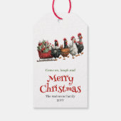 Whimsical Quirky Chickens Xmas Gift Tag ギフトタグ (裏面)